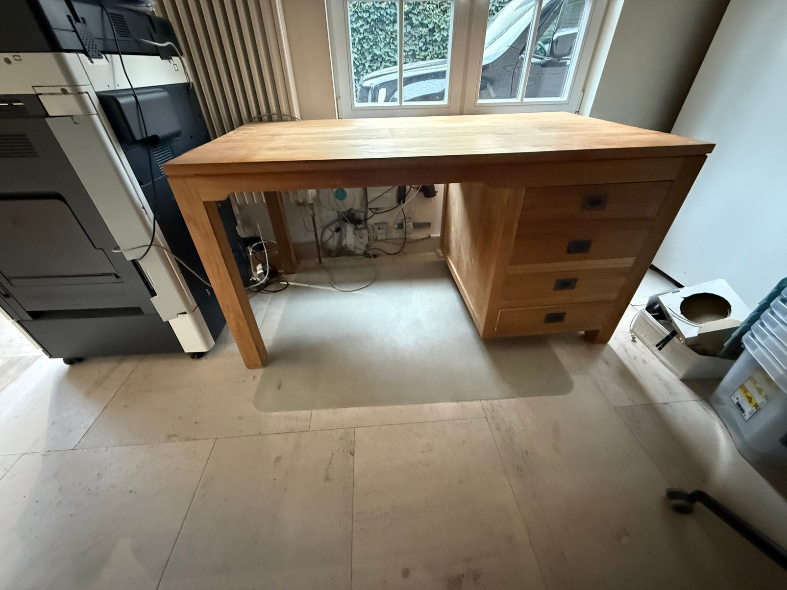 Massief houten bureau L150 - B80 - H78, Huis en Inrichting, Ophalen, Gebruikt, 150 cm, Bruin