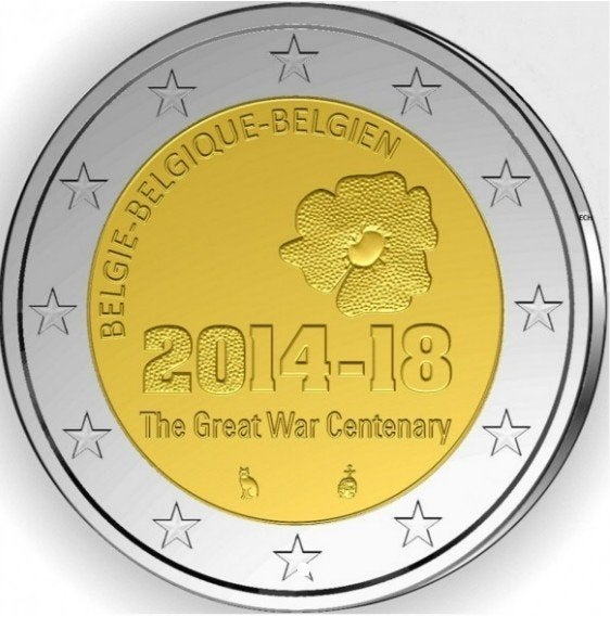 2 euro Belgique 2014-18 (comm.Première Guerre Mondiale), Enlèvement ou Envoi, Belgique, 2 euros, Monnaie en vrac