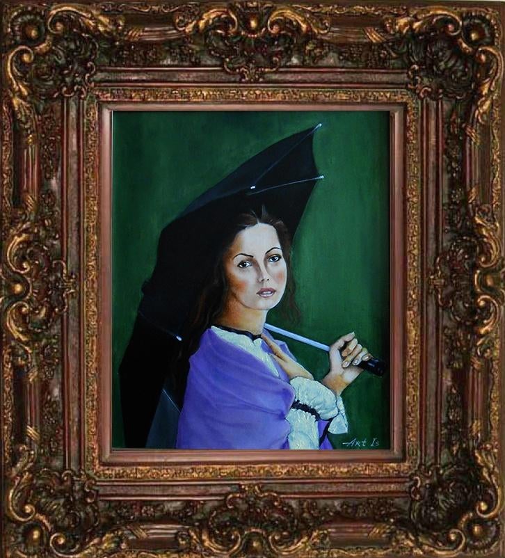 "Meisje met paraplu"  Schilderij, Antiek en Kunst, Kunst | Schilderijen | Klassiek, Verzenden