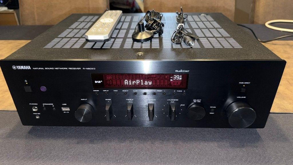 Yamaha Receiver Music Cast R-N803D Zwart, Audio, Tv en Foto, Versterkers en Ontvangers, Ophalen, Gebruikt, Yamaha, 120 watt of meer