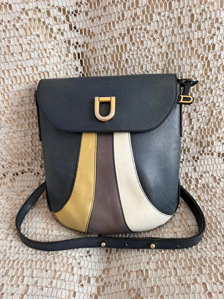 DELVAUX blauwe leren schoudertas, Handtassen en Accessoires, Ophalen of Verzenden, Zo goed als nieuw, Blauw, Leer