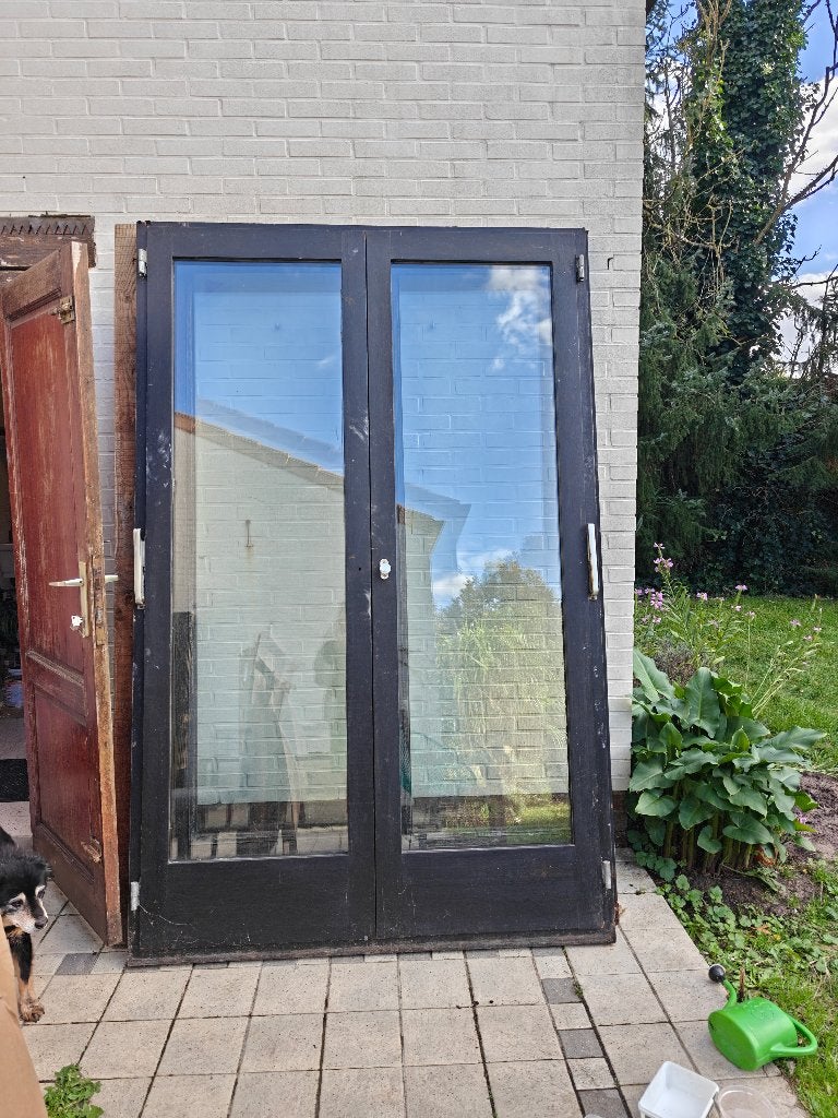 Dubbele terrasdeur / raam, Doe-het-zelf en Bouw, Ophalen, Gevelraam of Ruit, Gebruikt, 160 cm of meer