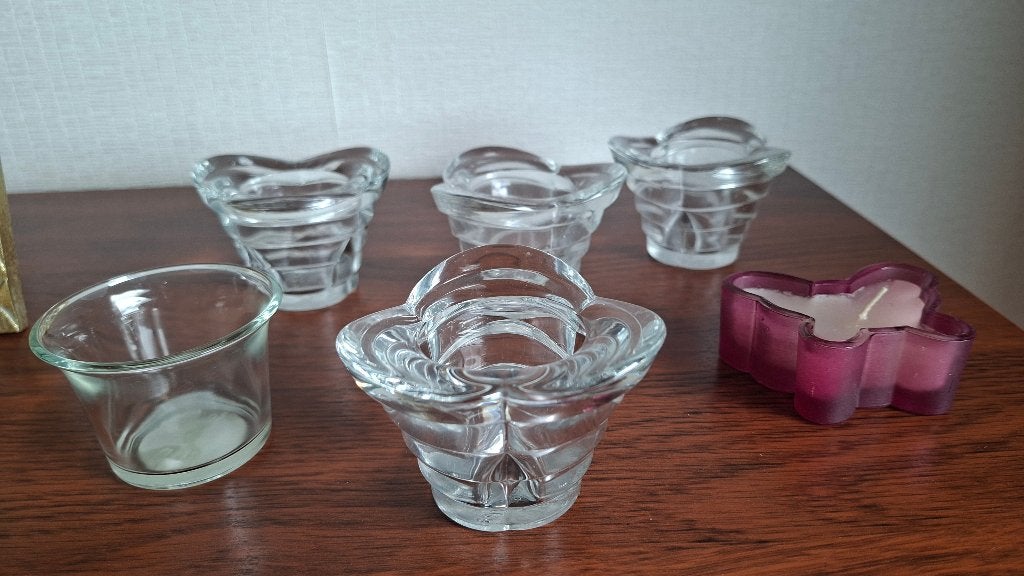 4 photophores en verre, beau design, Enlèvement ou Envoi