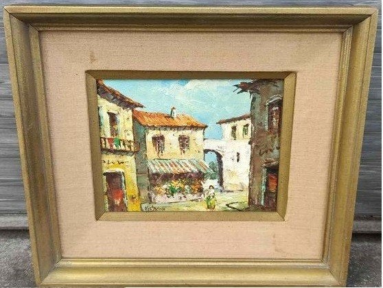 Huile sur toile signe aurelio villanova, Enlèvement ou Envoi, Toile