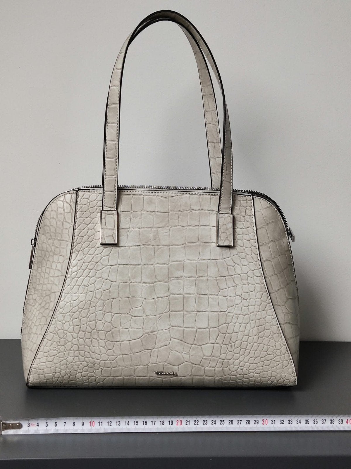 Sac à main/sac à bandoulière robuste à longues anses - marqu, Enlèvement ou Envoi, Comme neuf, Gris, Sac à main