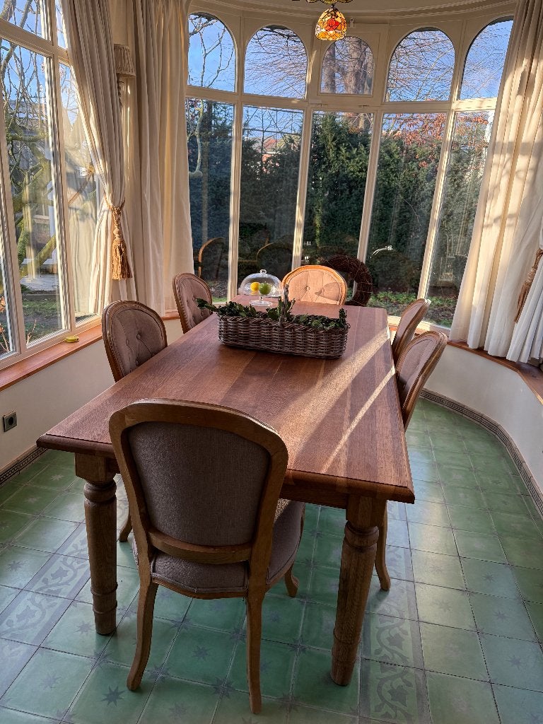 Eikenhouten tafel 220x100cm, 100 tot 150 cm, Eikenhout, 200 cm of meer, Ophalen of Verzenden