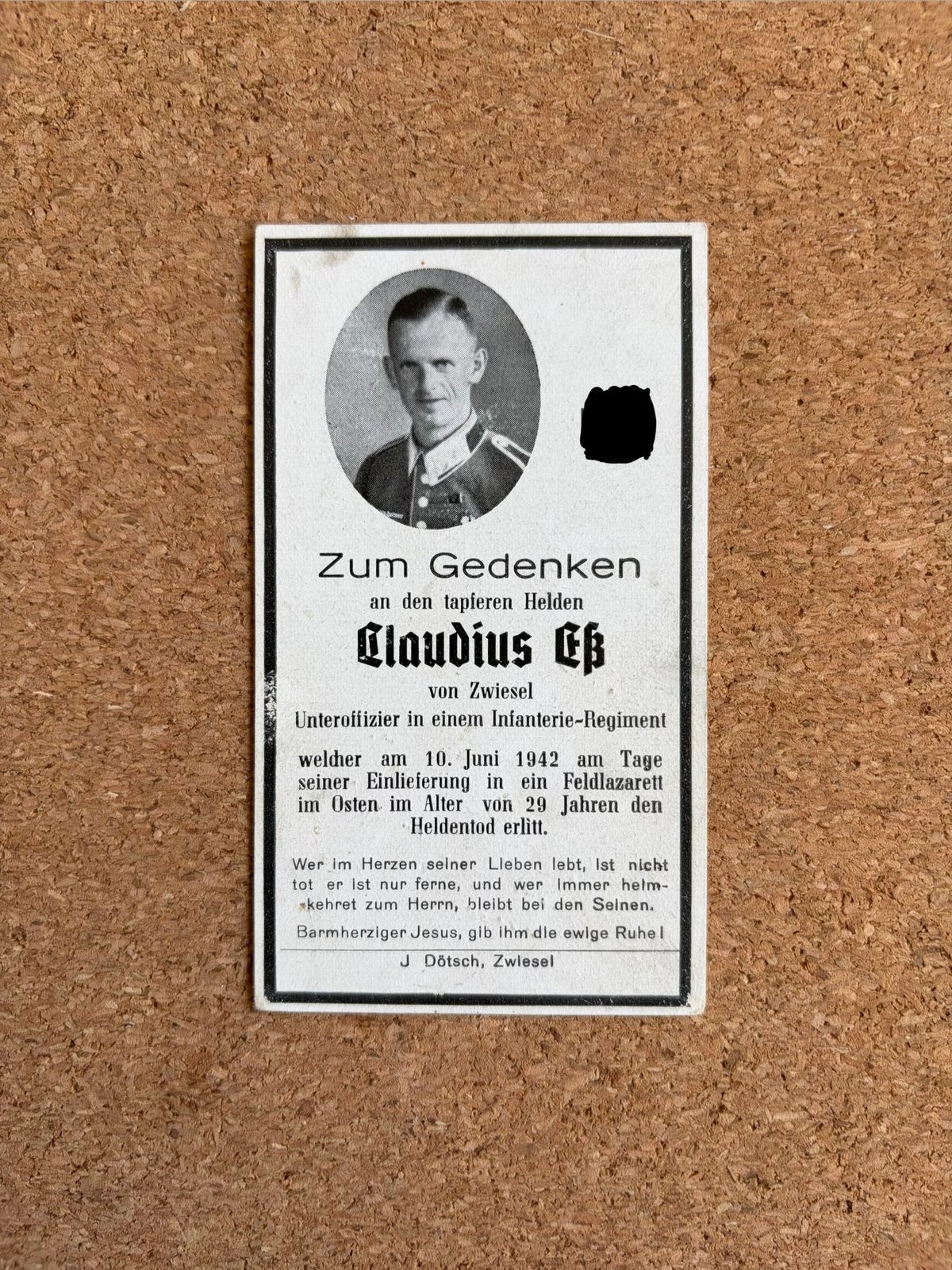 Duits Bidprentje WO2 - Inf.-Rgt. Medaille / Insigne (1942), Verzamelen, Ophalen of Verzenden