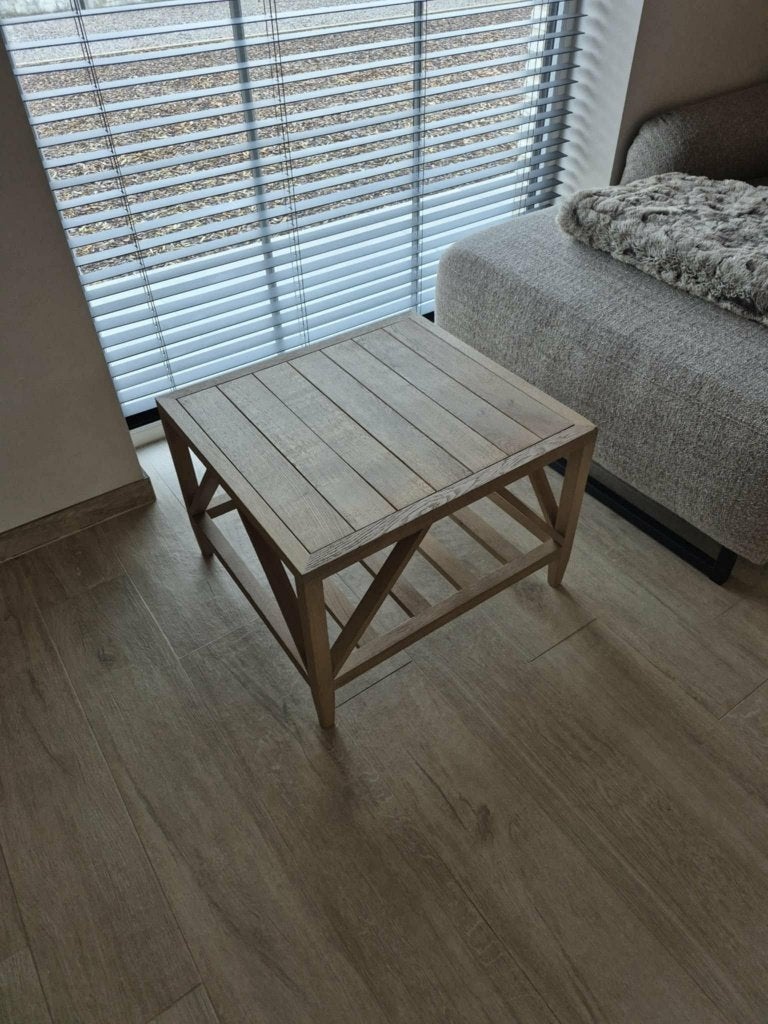 Degelijke houten salontafel – 60 x 65 cm, Huis en Inrichting, Tafels | Salontafels, Ophalen, Gebruikt, 50 tot 100 cm, 50 tot 100 cm