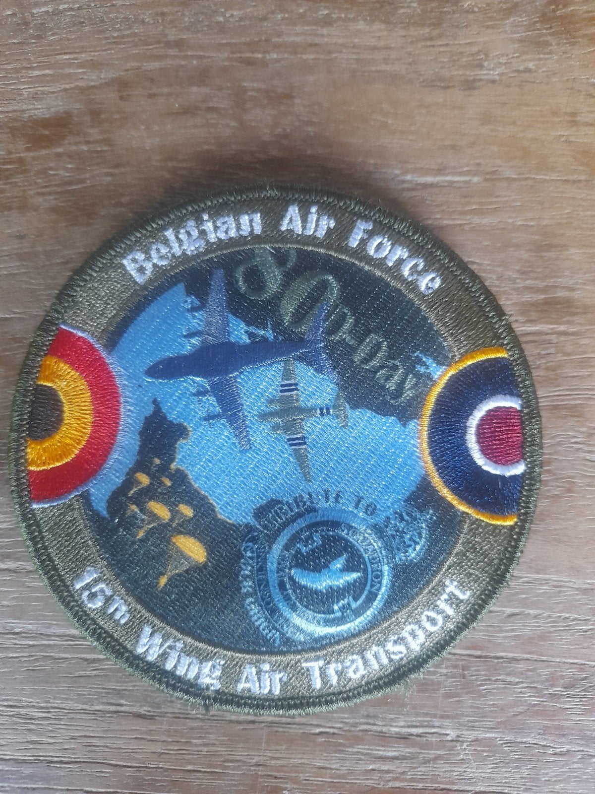 patch 80 years D-DAY Belgian Airforce  15Wing Air Transport, Verzamelen, Ophalen of Verzenden, Nieuw, Patch, Badge of Embleem