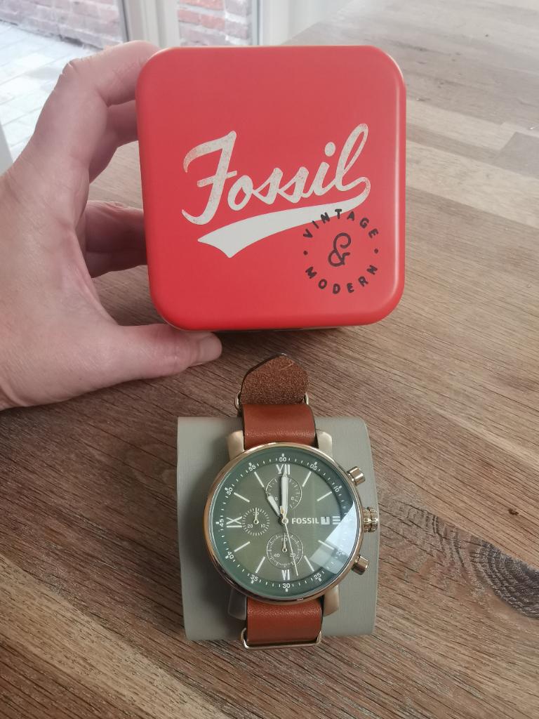 Fossil prachtige horloge BQ2452 nieuw, Handtassen en Accessoires, Horloges | Heren, Leer, Staal, Polshorloge, Nieuw