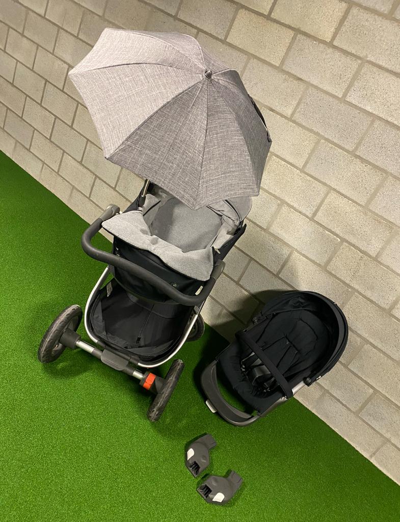 Kinderwagen Stokke met diverse accesoires, Kinderen en Baby's, Kinderwagens en Combinaties, Luchtbanden, Zo goed als nieuw, Ophalen