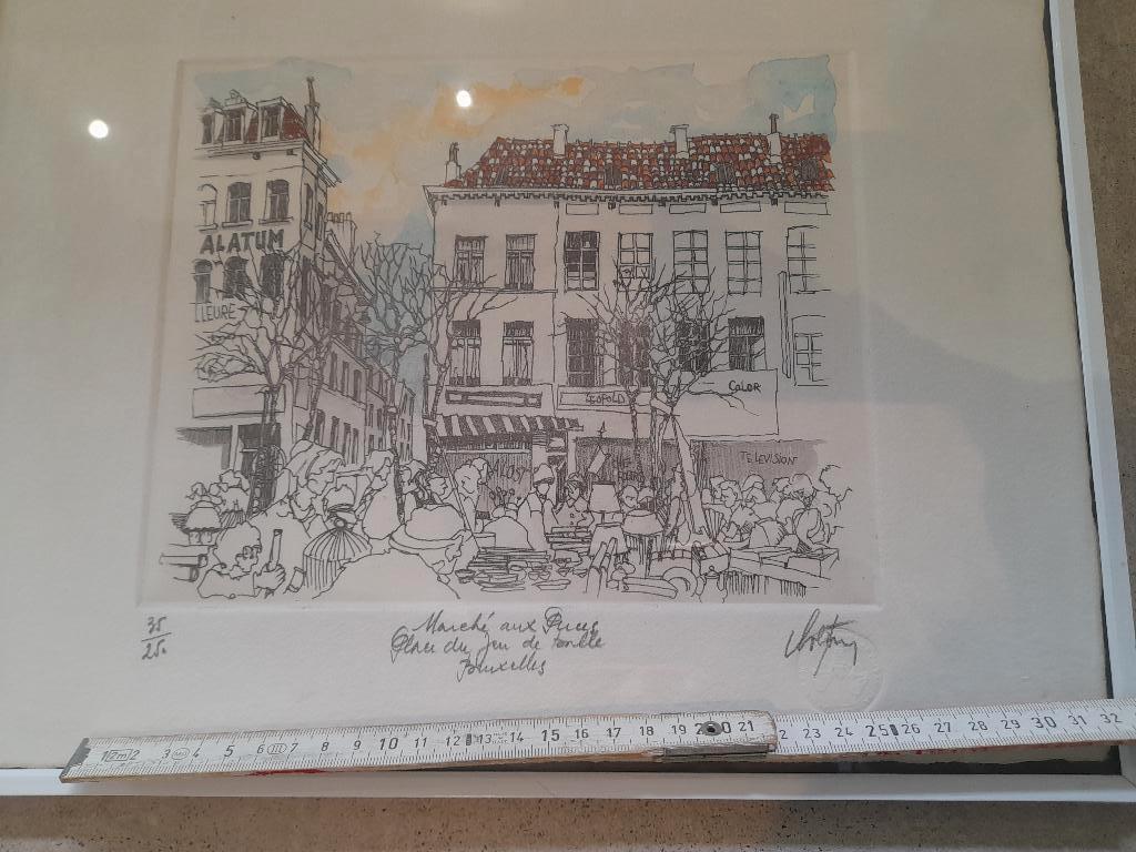 Tableau André Colpin, Antiek en Kunst, Kunst | Etsen en Gravures, Ophalen