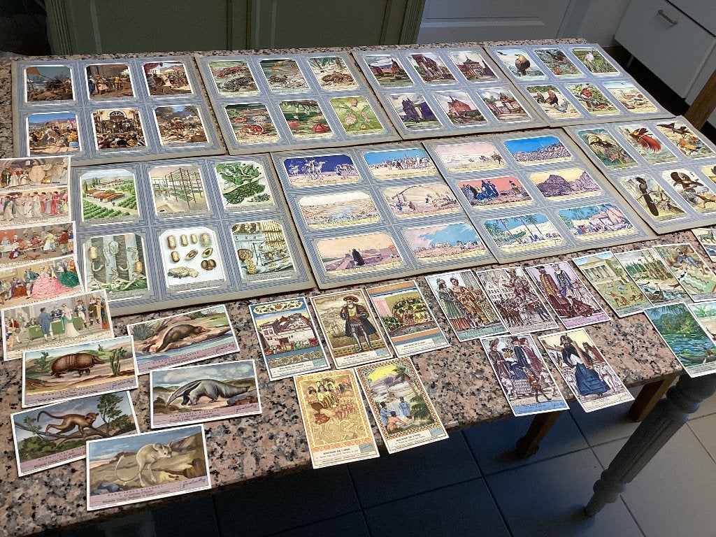 Lot 78 pièces d'ancien Liebig (8 séries 6 et 6 séries de 5), Enlèvement ou Envoi, Gravure, Utilisé, 1940 à 1960