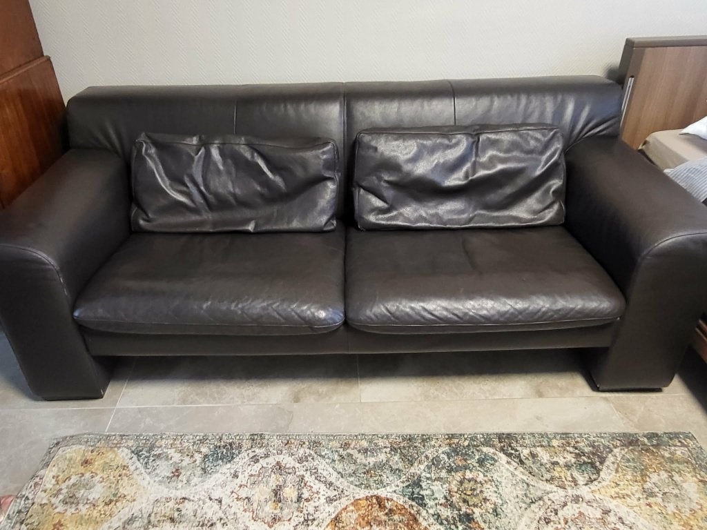 2 divans cuir marron, Maison & Meubles, Canapés | Salons, 75 à 100 cm, Quatre personnes ou plus, Enlèvement, Utilisé