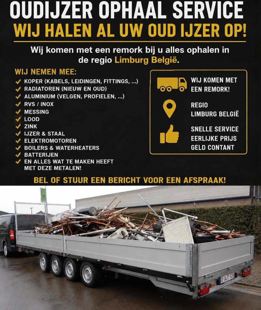 Oudijzer Ophaling Limburg | Koper & Metalen, Ophalen, Zo goed als nieuw