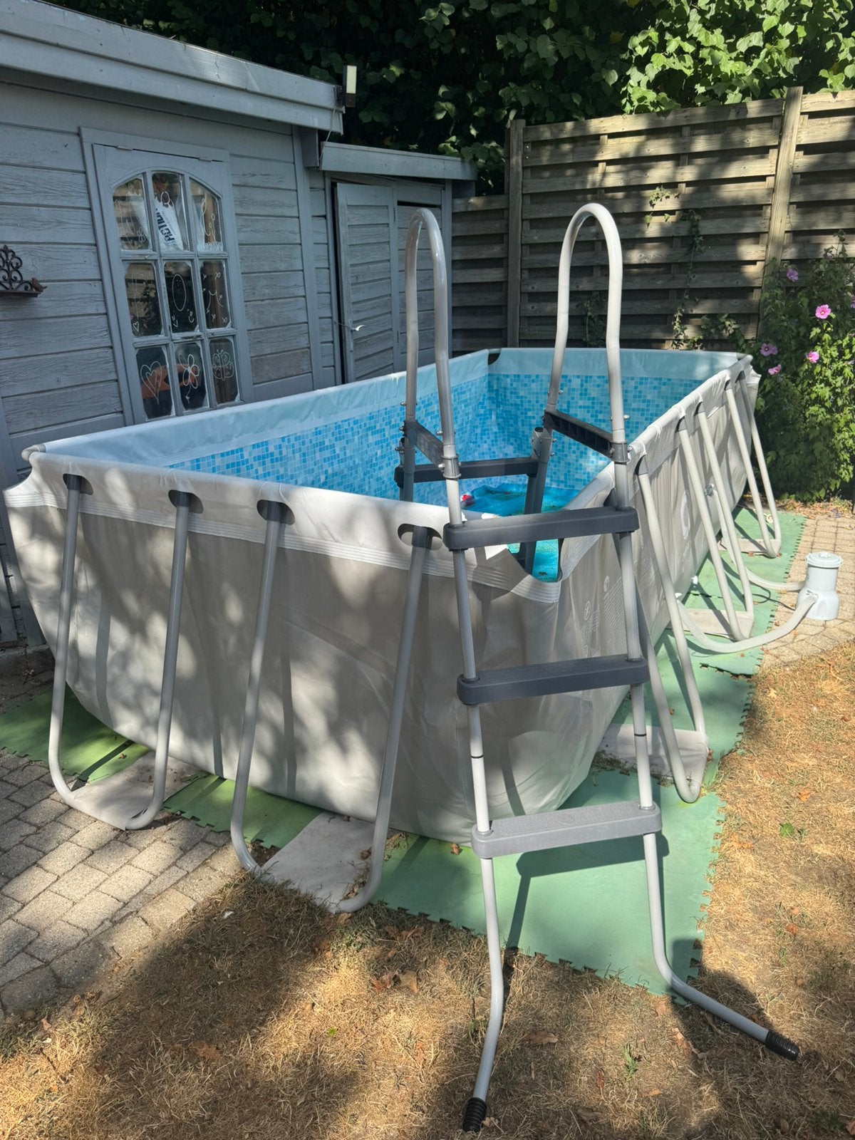 Zwembad steel 400x200x99 met pomp, Ophalen, 200 tot 300 cm, 80 tot 120 cm, Zo goed als nieuw