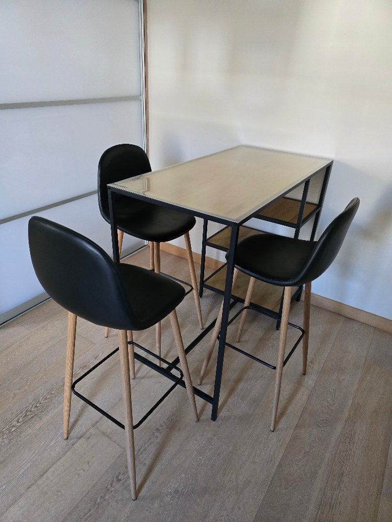 Hoge bartafel met 3 stoelen, Ophalen, Gebruikt