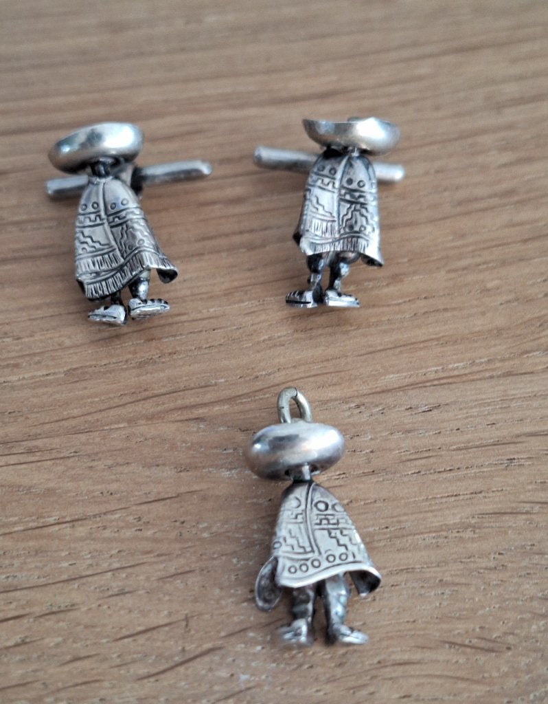 Boutons de manchette et pendentif argent 925, Enlèvement, Comme neuf, Argent