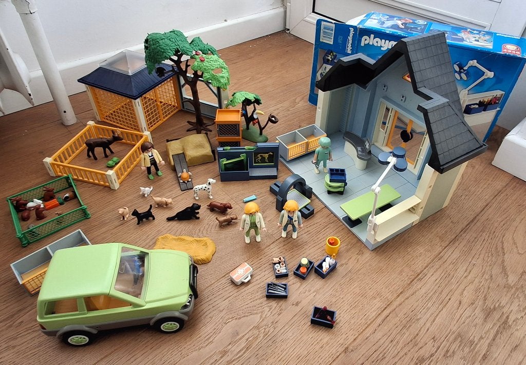 PLAYMOBIL la clinique vétérinaire avec pleins d'animaux, Bâtiment, Utilisé, City life, Kit complet