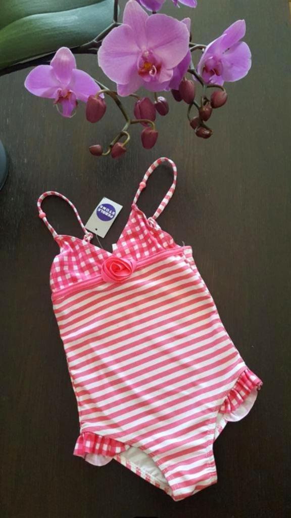 NIEUW wit roze badpak (verstelbare bandjes) maat 116, Kinderen en Baby's, Kinderkleding | Kinder-zwemkleding, Maat 116, Meisje