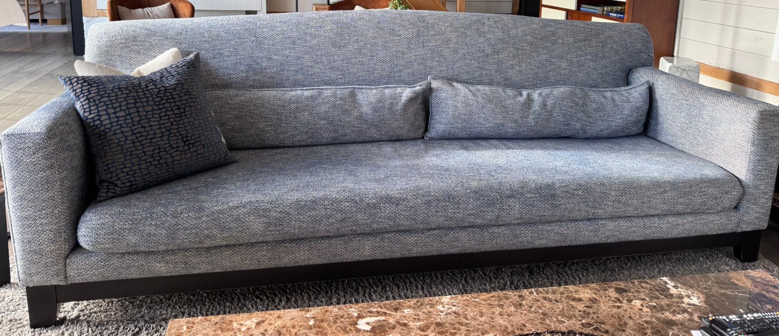 Canapé Marie ´s Corner 260 x 95cm tissu faux uni bleu/blanc, Maison & Meubles, 75 à 100 cm, 250 à 300 cm, Quatre personnes ou plus