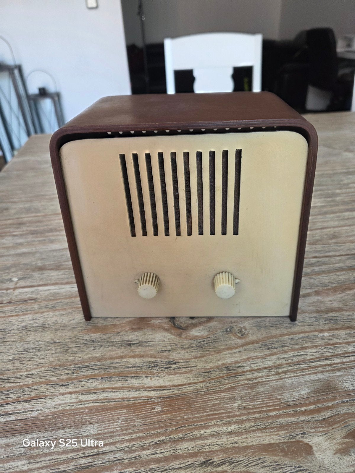 ​Vintage Mid-Century Luidspreker / Radio Extensie Kasteke, Antiek en Kunst, Ophalen of Verzenden