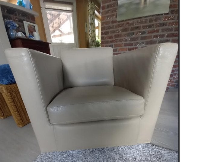 éénzit lederen draaizetel beige, Maison & Meubles, Moins de 75 cm, Moins de 150 cm, Enlèvement, Une personne