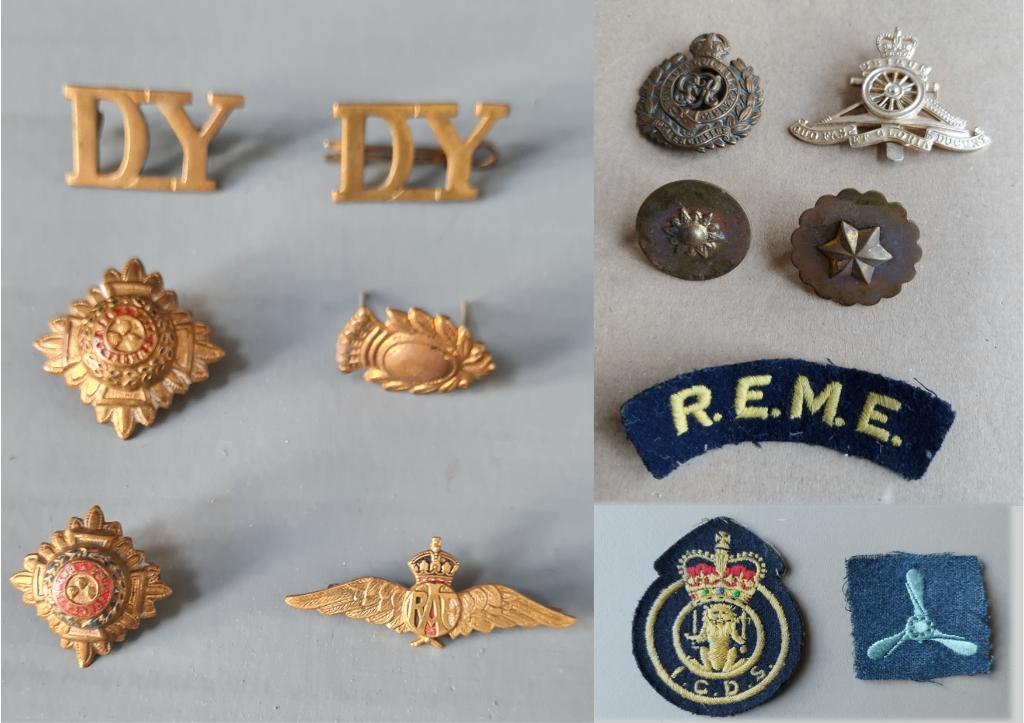 13 insignes militaires, chevaux et officiers, R.A.F. etc., Collections, Objets militaires | Général, Armée de terre, Enlèvement ou Envoi