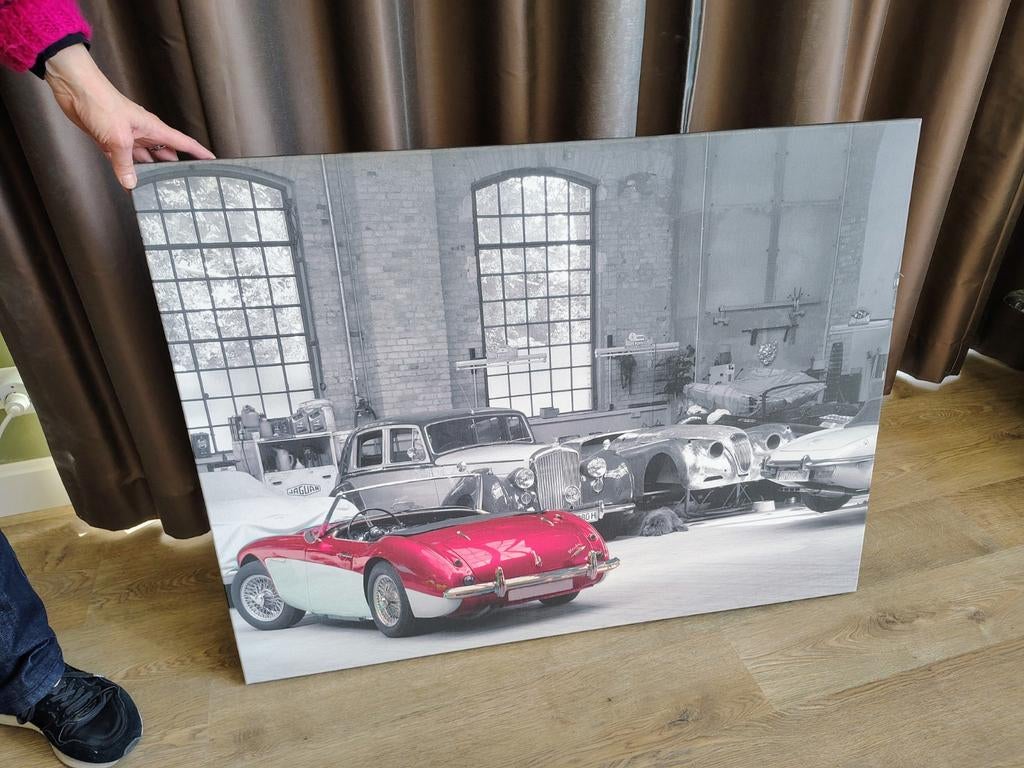 Canvas / schilderij oldtimer auto's 100x75 cm, Enlèvement, Peinture