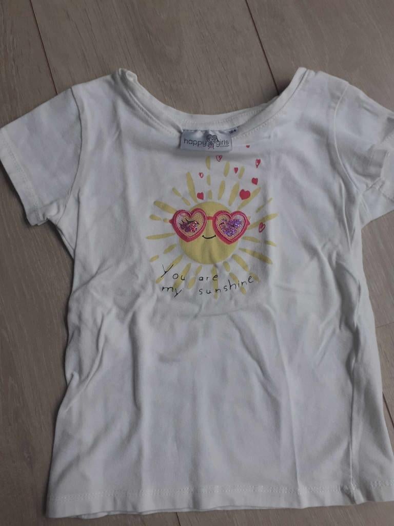 T-shirt Happy Girls maat 104 - sunshine, Kinderen en Baby's, Ophalen of Verzenden, Gebruikt, Meisje, Shirt of Longsleeve