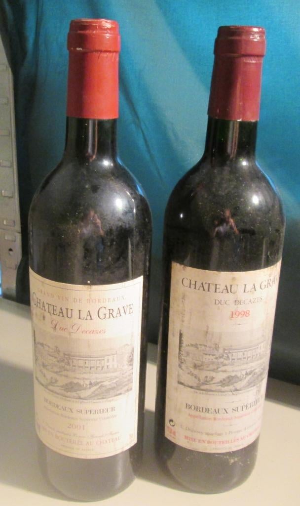 2 fois Château La Grave Duc Decazes - 1998/2001, Enlèvement ou Envoi, Pleine, Comme neuf, Vin rouge