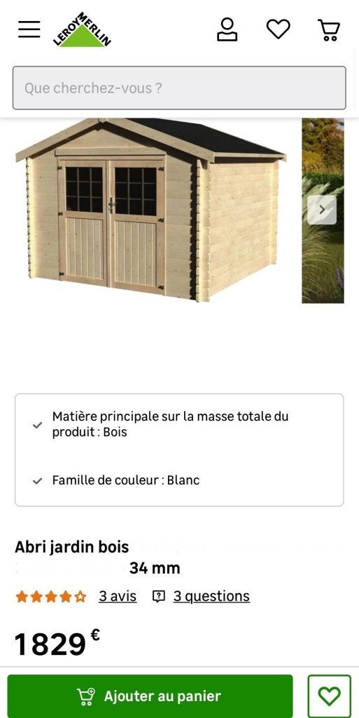 Abri de jardin 300cm x 270cm 34MM d'epaisseur, 250 à 300 cm, 2 fenêtres, Enlèvement, Abri de jardin