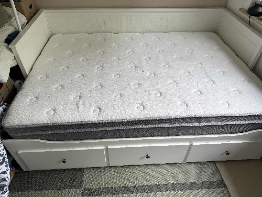 Lit banquette IKEA HEMNES blanc (réglable, sommier inclus), Maison & Meubles, Queen size, 140 cm, Enlèvement, Utilisé