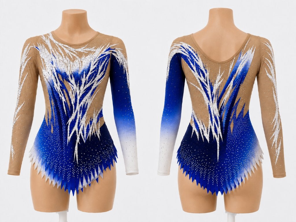 Wedstrijd Turnpakje met Rokje | Acro, Ritmische Gymnastiek, Sport en Fitness, Turnen, Ophalen of Verzenden, Nieuw, Blauw, Turnpak(je)