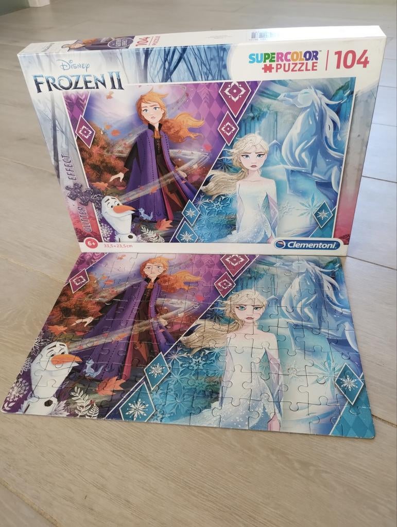 Puzzel Frozen - 104 stukken glittereffect, Ophalen, Meer dan 50 stukjes, 6 jaar of ouder