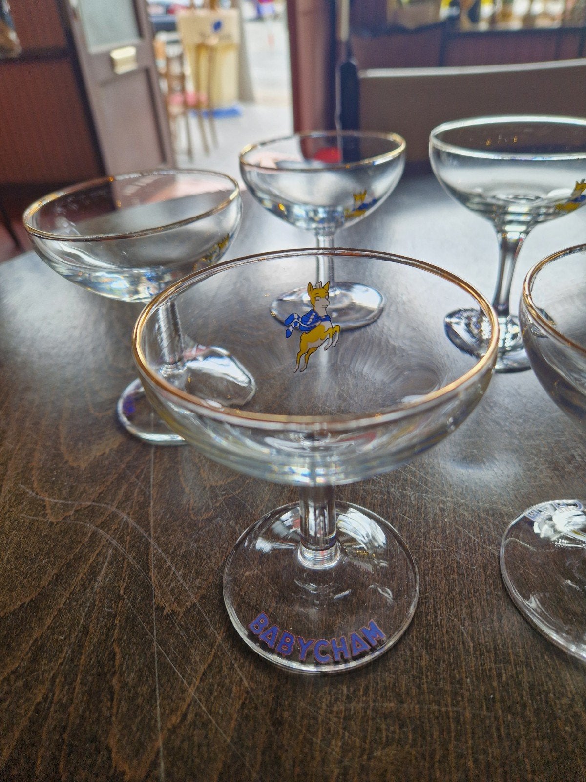 6 vintage Babycham glazen, Ophalen, Zo goed als nieuw, Overige typen