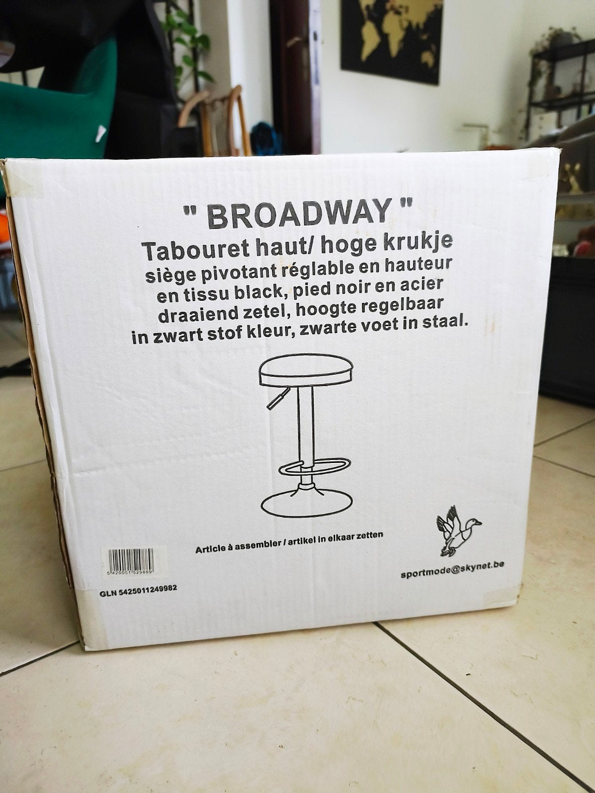 Tabouret de bar noir « Broadway » Sportswear, 1 tabouret, Enlèvement, Neuf, Réglable en hauteur