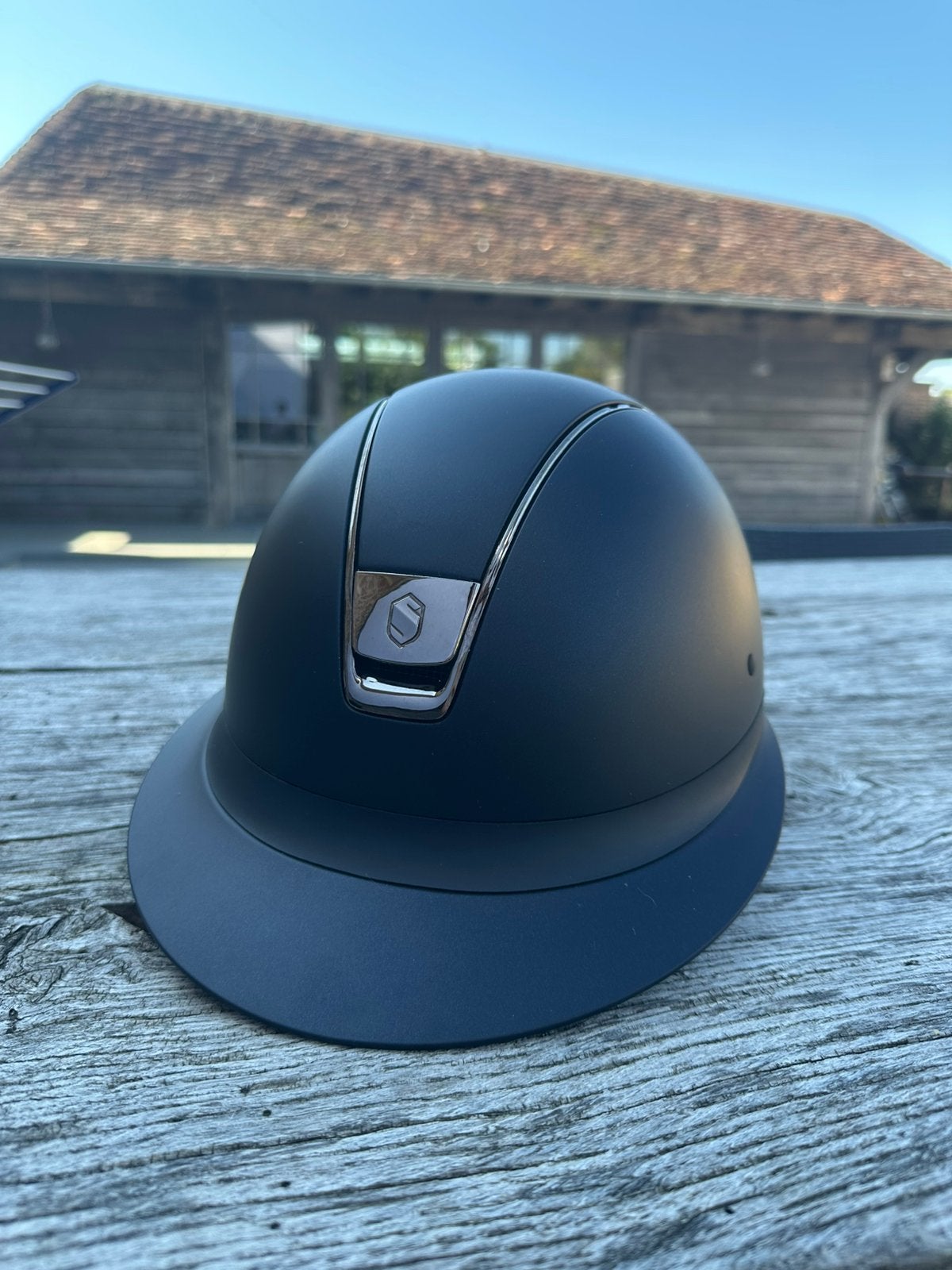 Samshield miss shield shadowmatt blauw, Dieren en Toebehoren, Paardrijkleding, Zo goed als nieuw, Samshield, M, Blauw, Ophalen of Verzenden