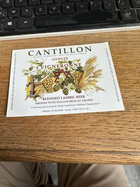 etiket label Cantillon gueuze vigneronne, Collections, Marques de bière, Enlèvement ou Envoi, Neuf, Autres types, Autres marques