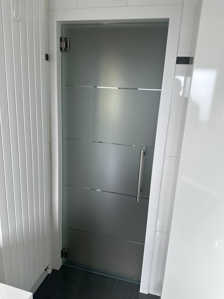 Mooie glazen binnendeur in mat/frosted glas te koop., Doe-het-zelf en Bouw, Ophalen, Minder dan 80 cm, Binnendeur, 200 tot 215 cm