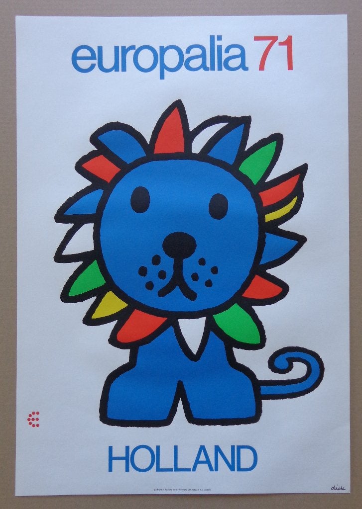 DICK BRUNA / EUROPALIA 71 / LITHO-AFFICHE / 65x45cm / 1971, Antiquités & Art, Art | Lithographies & Sérigraphies, Édition limitée