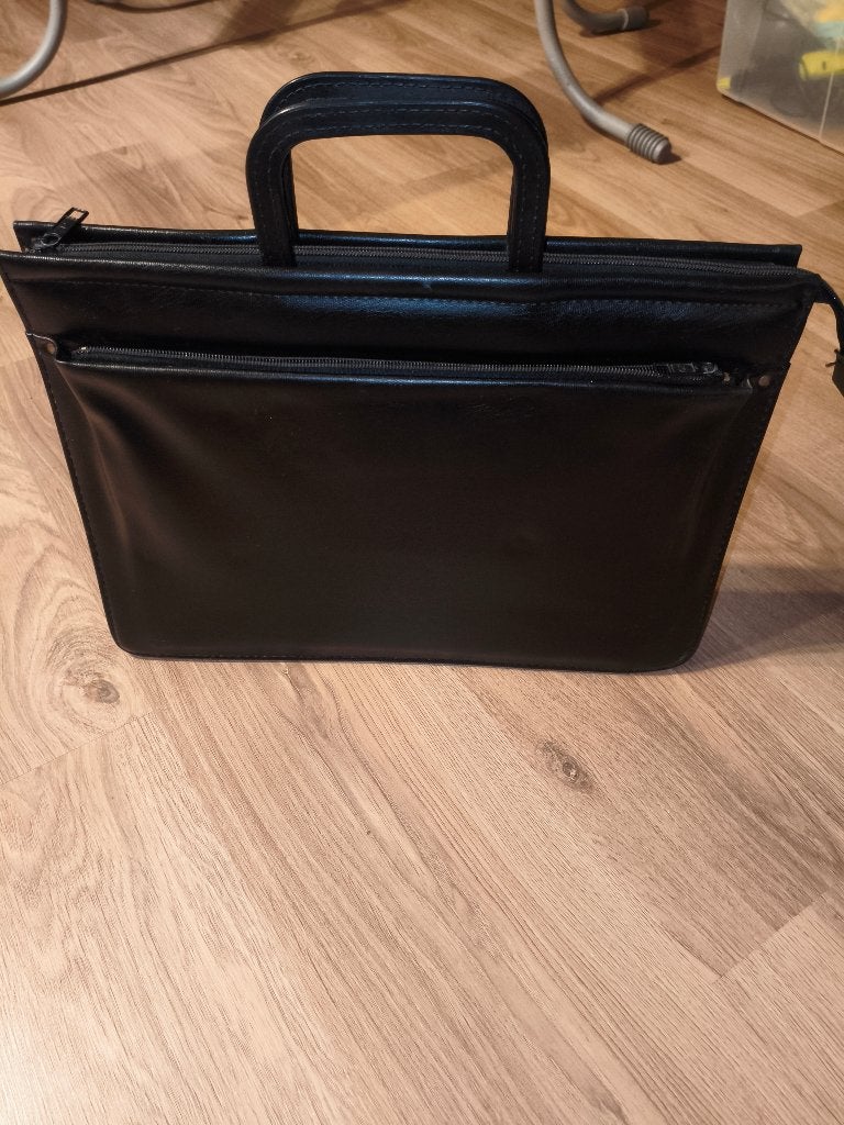 vintage lederen aktetas / laptoptas, Zwart, Zo goed als nieuw, Leer, Ophalen
