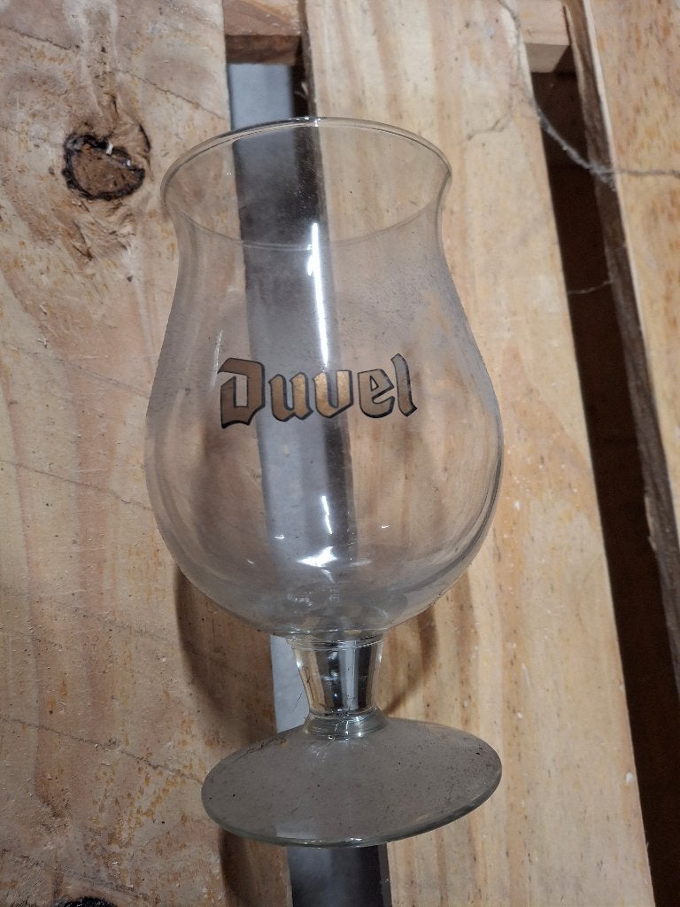 set van 6 Duvel glazen Vintage Model (zwart logo), Ophalen, Zo goed als nieuw, Glas of Glazen, Duvel