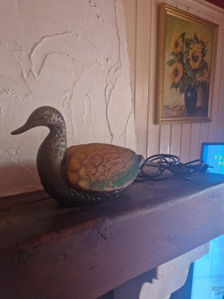 Lampe en bronze et pâte de verre, Antiek en Kunst, Ophalen