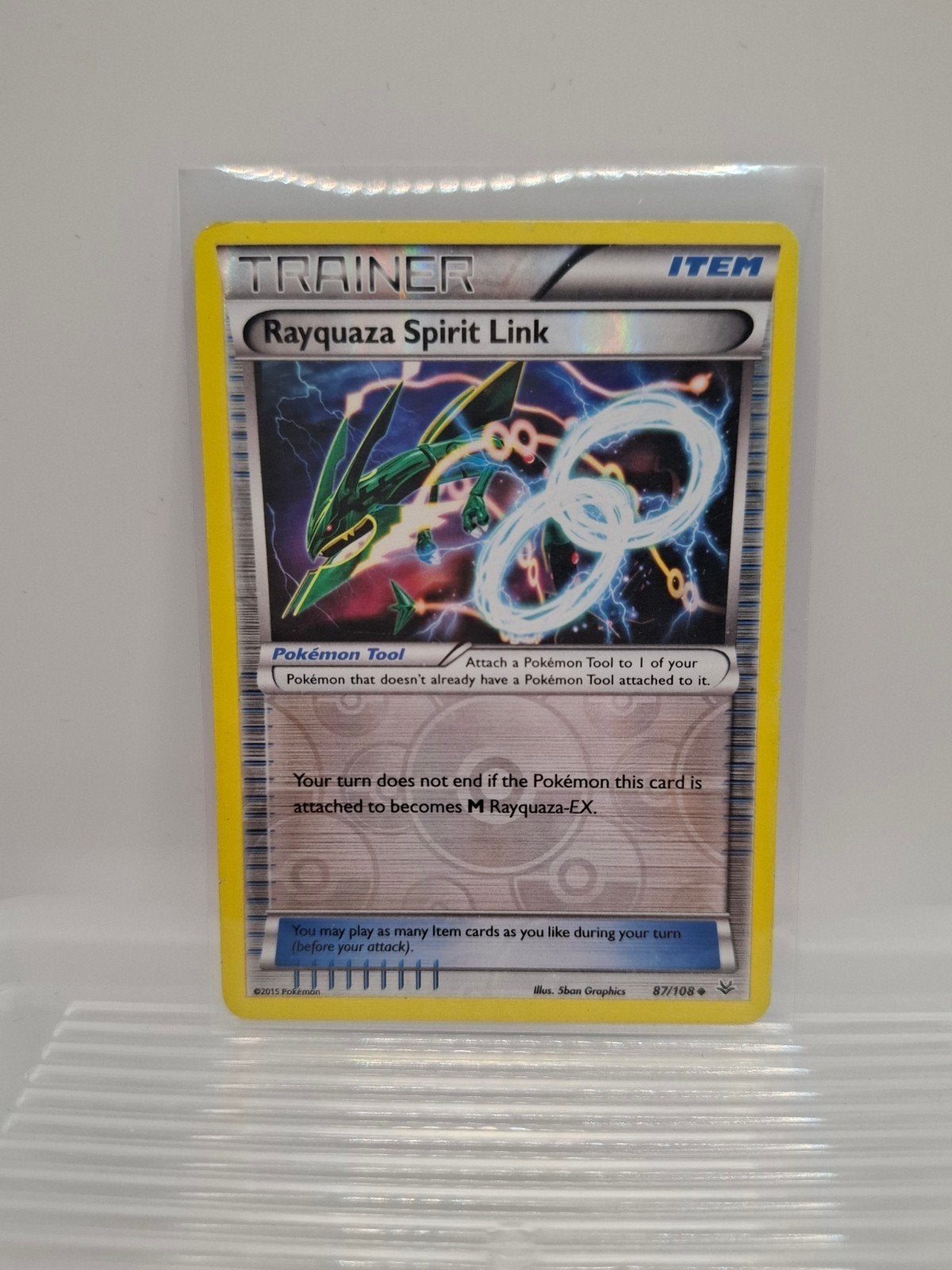 Rayquaza Spirit Link reverse holo 87/108 Roaring Skies, Ophalen of Verzenden