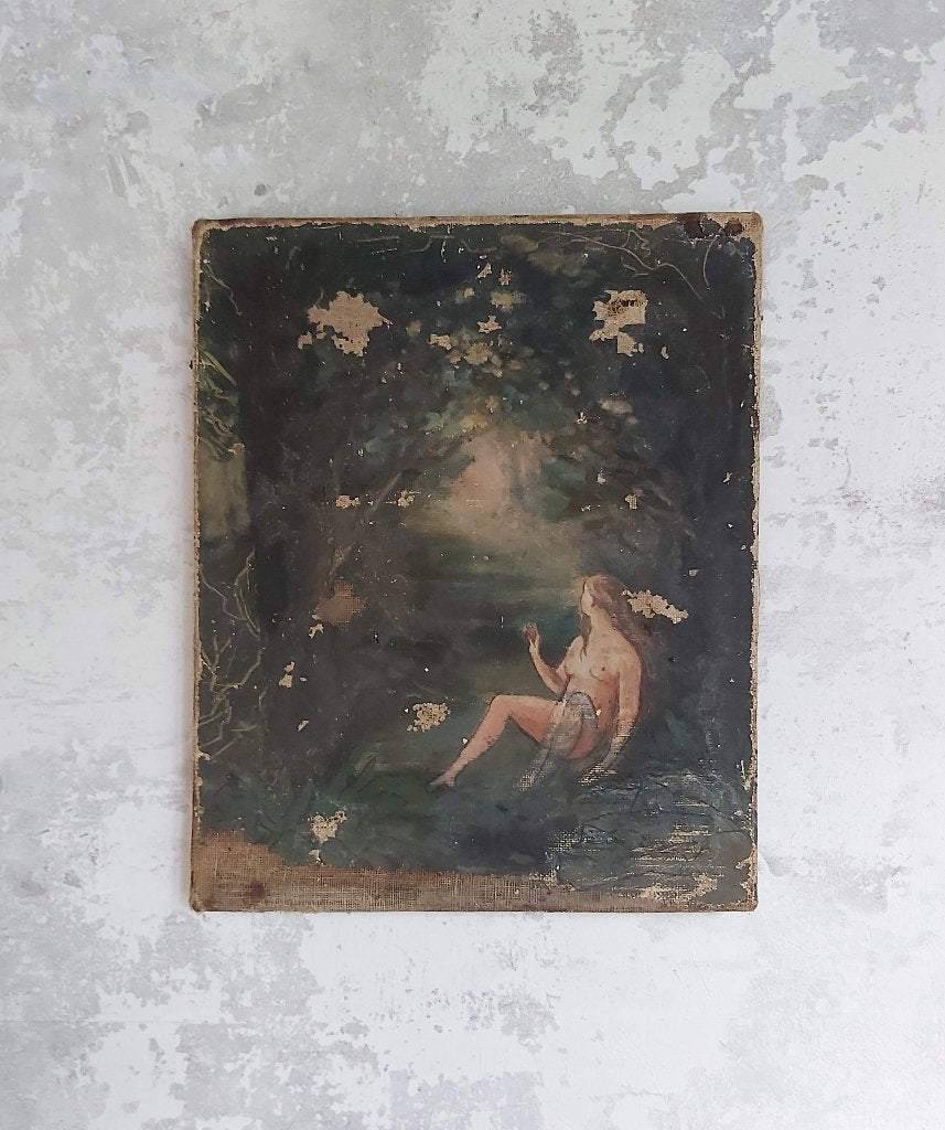 Prachtig antiek frans schilderijtje 1855, Enlèvement ou Envoi