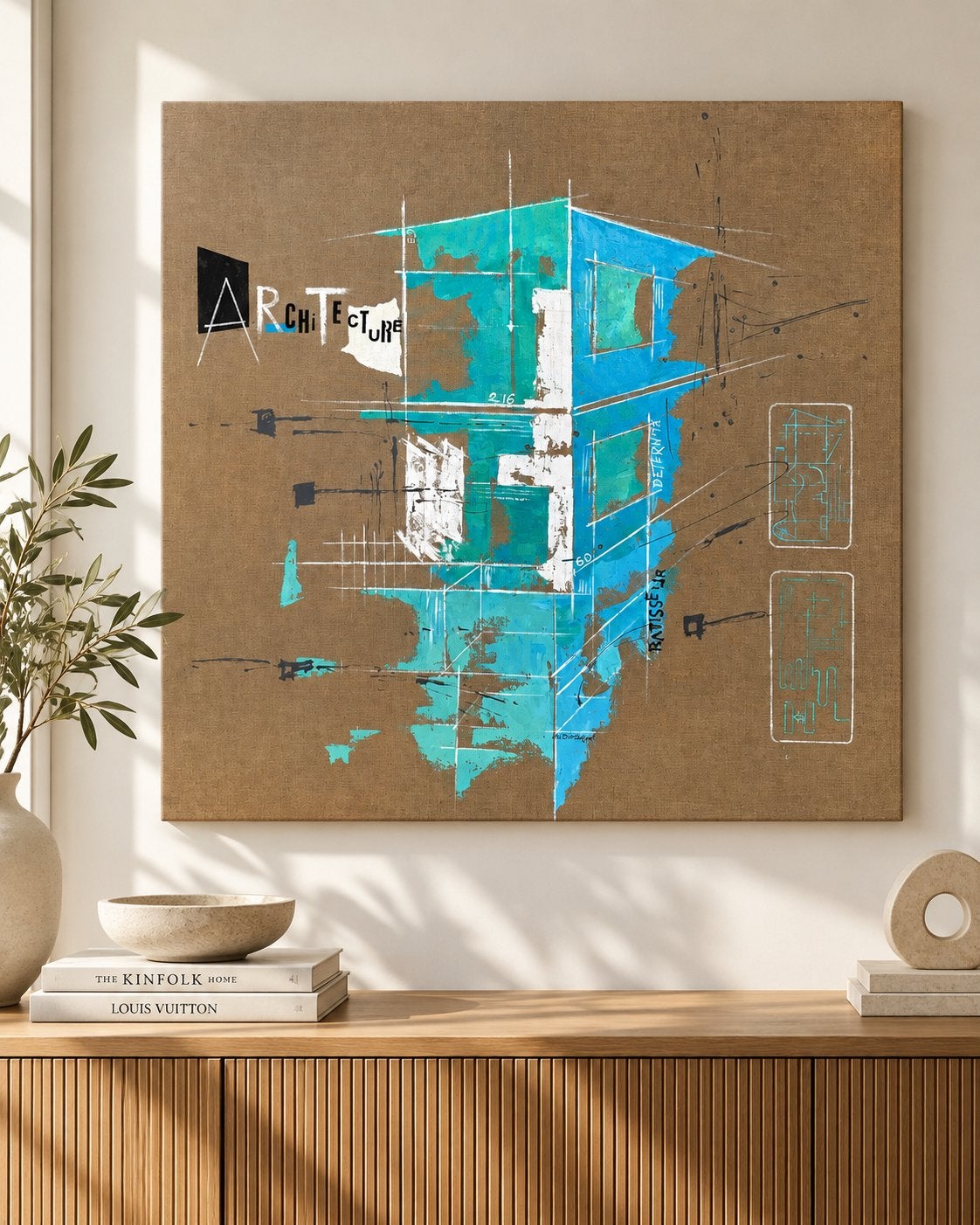Tableau peinture 90x90 cm, Ophalen, 90 cm, Handgemaakt, Zo goed als nieuw