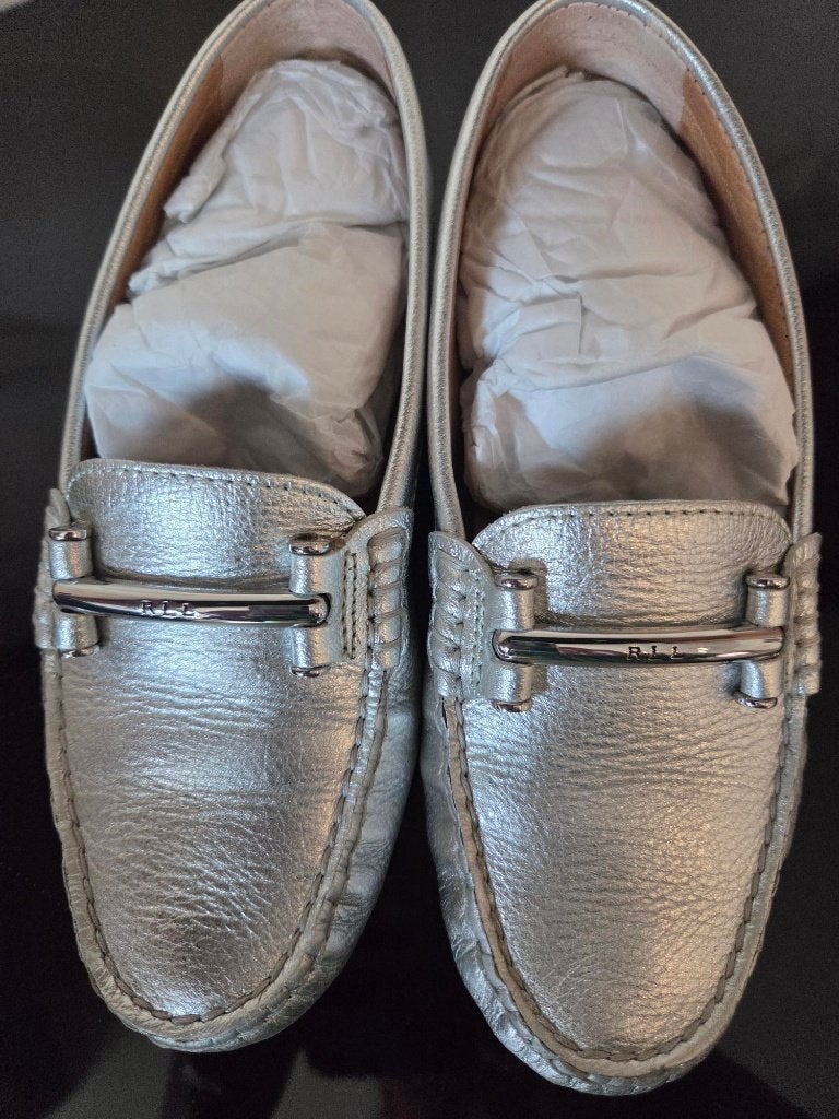 Mocassins Ralph Lauren en cuir argenté - 36, Autres couleurs, Comme neuf, Enlèvement, Ralph Lauren