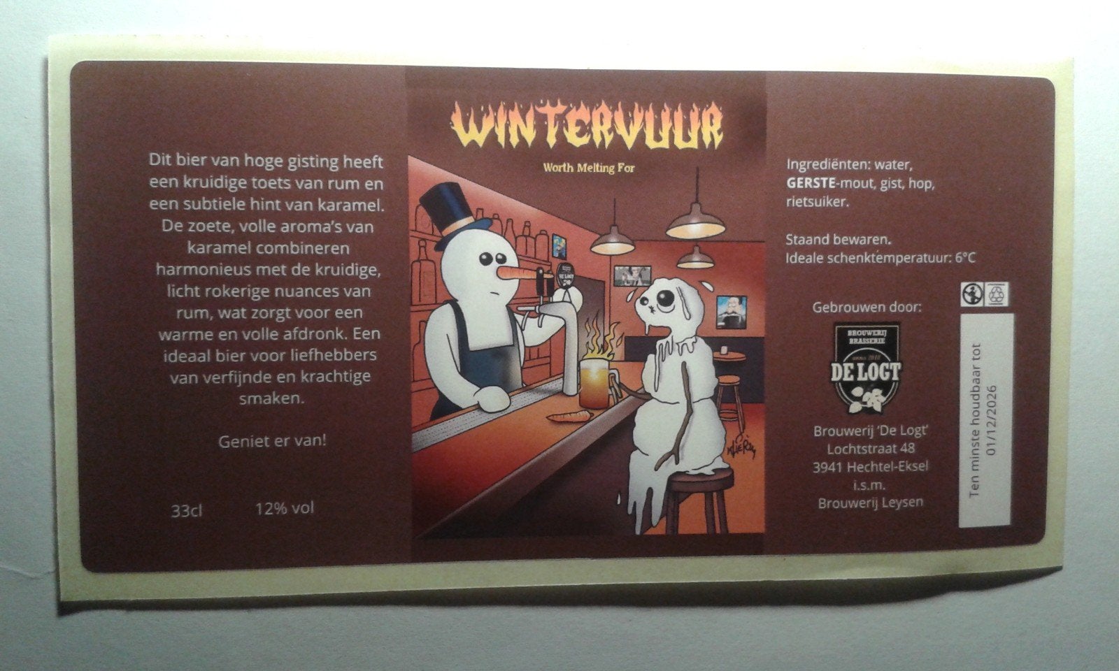 Étiquette de bière : WINTERVUUR (Leysen), Collections, Enlèvement ou Envoi, Neuf, Autres marques