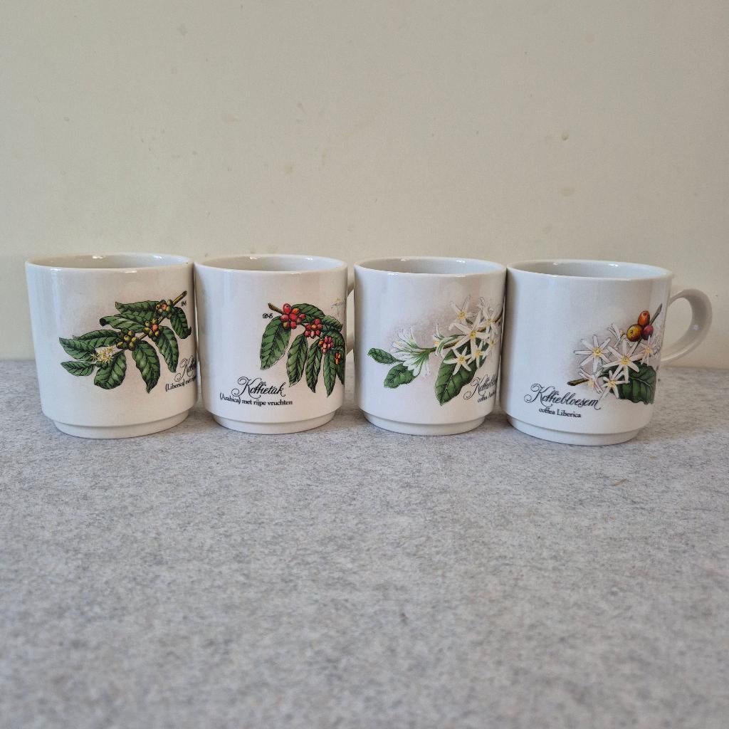Villeroy & Boch 4 kopjes 2 koffietak en 2 koffiebloesems, Enlèvement ou Envoi